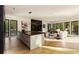 Open concept kitchen with large island and views into living area at 3566 Cantrell Ne Rd, Atlanta, GA 30319