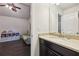 Small bathroom with a vanity and granite countertop at 1240 Roswell Manor Cir, Roswell, GA 30076