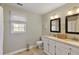 Bathroom with double vanity and granite countertop at 6320 Bannerhorn Run, Alpharetta, GA 30005