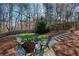 Stone patio with fire pit and seating area at 6320 Bannerhorn Run, Alpharetta, GA 30005