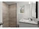 Basement bathroom with a shower and granite countertop at 1955 E Lake Dr, Marietta, GA 30066