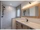 Modern bathroom with hexagon tile and floating vanity at 1095 Lanier Pl, Cumming, GA 30041