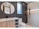 Modern bathroom with hexagon tile shower and floating vanity at 1095 Lanier Pl, Cumming, GA 30041