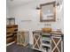 Basement bathroom with rustic vanity and vessel sink at 5507 Ashleigh Walk Nw Dr, Suwanee, GA 30024