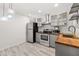 Modern basement kitchen with gray cabinets and wood countertops at 5507 Ashleigh Walk Nw Dr, Suwanee, GA 30024