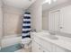 Clean bathroom with a bathtub, shower, toilet, and white vanity at 5507 Ashleigh Walk Nw Dr, Suwanee, GA 30024