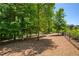 Fenced dog park with wood chips and trees at 1072 Heyward Way, Alpharetta, GA 30009