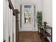 Bright entryway with hardwood floors and a console table at 1072 Heyward Way, Alpharetta, GA 30009