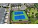 Two blue tennis courts with green surrounding at 1072 Heyward Way, Alpharetta, GA 30009