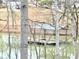 Scenic lake view featuring a small dock and surrounding trees, perfect for nature enthusiasts at 2422 Brown Dove Way Lot 70, Grayson, GA 30017