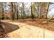 Spacious backyard with mature trees and a large patio at 2107 Penrose Dr, Atlanta, GA 30344