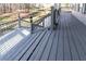 Spacious front porch with wooden deck and railings, offering scenic wooded views at 3820 Mink Livsey Rd, Snellville, GA 30039