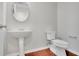 Simple powder room with pedestal sink and toilet at 381 Paper Woods Dr, Lawrenceville, GA 30046