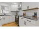 Modern kitchen with white cabinets, granite counters and a farmhouse sink at 514 Dogwood Cir, Norcross, GA 30071