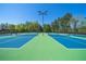 Community tennis courts with bright blue and green surface at 344 Riverwood Pass, Dallas, GA 30157