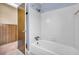 Clean bathroom with shower/tub and light blue walls at 3734 N Camp Creek Sw Pkwy, Atlanta, GA 30331