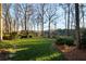 Spacious backyard with manicured lawn and mature trees at 4844 Elkhorn Hill Dr, Suwanee, GA 30024