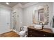 Basement bathroom with floating vanity and walk-in shower at 4844 Elkhorn Hill Dr, Suwanee, GA 30024