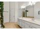 Double vanity bathroom with a large mirror and shower at 1503 Dolcetto Nw Trce # 2, Kennesaw, GA 30152