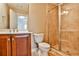 Guest bathroom with single vanity and walk-in shower at 25 High Gate Trl, Decatur, GA 30030