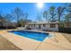 Inviting blue rectangular pool with concrete decking in backyard at 8951 Country Club Dr, Douglasville, GA 30134