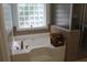 Bathroom featuring a large garden tub and a shower at 162 Gainesborough Dr, Dallas, GA 30157