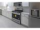 Stainless steel appliances and white shaker cabinets in this updated kitchen at 1529 Bell Flower Ct, Stone Mountain, GA 30088