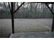 A backyard view of a natural, grassy landscape from a covered porch at 3280 Hallmark Ln, Buford, GA 30519