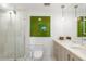 Modern bathroom with a marble vanity and a large walk-in shower at 147 15Th Ne St # 14E, Atlanta, GA 30309