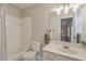 Simple bathroom with a single vanity and shower/tub combo at 1506 Lavista Proper Cir, Decatur, GA 30033