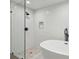 Elegant bathroom with a freestanding tub and walk-in shower at 50 Biscayne Dr # 2109, Atlanta, GA 30309