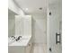 Bright bathroom with double vanity and a glass shower at 50 Biscayne Dr # 2109, Atlanta, GA 30309