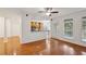 Bright living room featuring hardwood floors and access to balcony at 50 Biscayne Dr # 2109, Atlanta, GA 30309