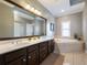 Bathroom with double vanity and large mirror at 4248 Hog Mountain Rd, Hoschton, GA 30548