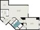 Detailed floor plan showcasing the layout of the home, including the kitchen, living room, and bedroom at 325 E Paces Ferry Rd # 1110, Atlanta, GA 30305