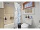 Clean bathroom with a shower/tub combo and window at 114 Delta Ct, Sharpsburg, GA 30277