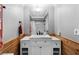 Clean bathroom with a white vanity and marble countertop at 52 Jennifer Ln, Carrollton, GA 30116