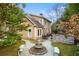 Landscaped backyard with stone patio and fountain at 1013 Lenox Valley Ne Dr, Atlanta, GA 30324