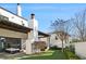 Landscaped backyard with artificial turf and a white stucco wall at 6870 Colfax Ave, Cumming, GA 30040