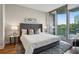 Spacious bedroom with plush king-size bed and access to a private balcony at 2795 Peachtree Ne Rd # 703, Atlanta, GA 30305