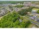 Aerial view showcasing a neighborhood's homes and local school at 4107 Old Suwanee Rd, Buford, GA 30518