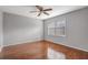 Well-lit bedroom with hardwood floors and ceiling fan at 868 E Ponce De Leon Ave, Decatur, GA 30030