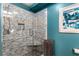 Walk-in shower with marble tile and built-in seat at 200 River Vista Dr # 427, Atlanta, GA 30339