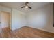 Hardwood floor bedroom with closet and access to hallway at 2698 Farmstead Se Rd, Smyrna, GA 30080