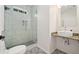 Modern bathroom with walk-in shower and patterned tile floor at 520 Mary Sw St, Atlanta, GA 30310