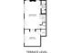 Floor plan showing a spacious living room, bedroom, bathroom and terrace at 1020 W Wesley Nw Rd, Atlanta, GA 30327