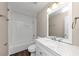 Bathroom with white subway tile, marble vanity, and bathtub at 3446 Newberry Trl, Decatur, GA 30034