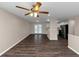 Dining area with dark hardwood floors and access to a back deck at 3446 Newberry Trl, Decatur, GA 30034
