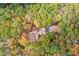 Aerial shot of a secluded estate, showcasing architectural details and mature trees during the changing seasons at 115 Russell Rd, Roswell, GA 30075
