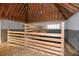 Rustic barn space featuring wooden elements, cinderblock and natural light, showcasing its vintage charm and renovation possibilities at 115 Russell Rd, Roswell, GA 30075